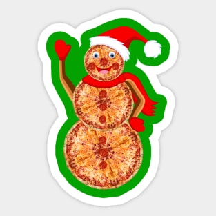 Christmas Pizza Snowman Sticker